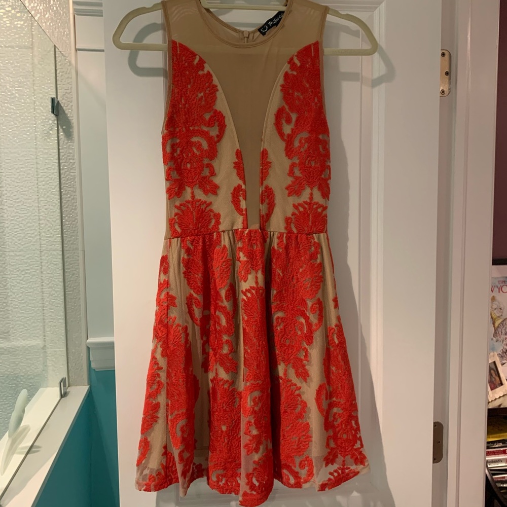 For Love and Lemons red appliqué dress